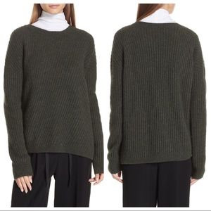 VINCE Asymmetric Ribbed Wool-blend Sweater